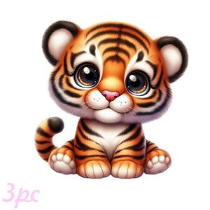 TEMU 귀여운 호랑이 패턴 열전사 스티커 3개입, 티셔츠, 베개, 백팩 등에 적합. 다양한 색상으로 제공, 내구성, 세탁 가능, 퇴색 방지