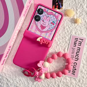 TEMU 휴대폰 케이스 - 로즈 레드 힌지 케이스 + 레터 + 로즈 레드 캔디 휴대용 접이식 삼성 폰 케이스 (삼성 갤럭시 Z 플립 7 갤럭시 Z 플립 7FE 갤럭시 Z 플립 6 갤럭시 Z 플립 5 갤럭시 Z 플립 4 갤럭시 Z 플립 3)