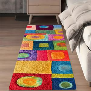 TEMU 패턴의 긴 카펫 1개, 미끄럼 방지 매트 시리즈 (욕실용), 다색 배경의 실내 현관 러그, 침실용 침대 옆 매트, 주방 매트, 부드럽고 두꺼운 욕실 카펫