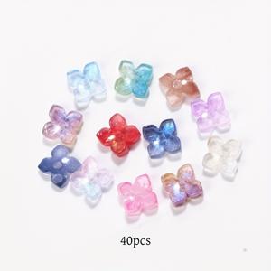 TEMU 40개 투명 그라데이션 멀티컬러 네잎꽃 유리구슬 - DIY 액세서리 제작용, 팔찌, 귀걸이, 목걸이에 적합, 오므레 유리구슬 캡슐이 포함된 수제 공예용 네잎꽃 구슬