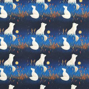 TEMU 1개 미리 자른 북극 야생동물 패브릭 - DIY 공예용 귀여운 북극곰, 여우, 펭귄 달빛 풍경 프린트 - 내구성 좋은 폴리에스터 섬유 수제 소재, 가방, 베개커버, 아트 데코용 (4종 동물 디자인)