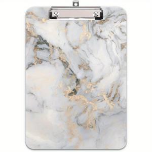 TEMU 1개 헤비듀티 아크릴 클립보드 - 스테인리스 스틸 클립 포함, A4 사이즈 (11.8x8.27인치) - 우아한 대리석 디자인, 미끄럼 방지 베이스 & 걸이 고리 - 사무실, 학교, 의료, 미술용 - 선생님, 간호사, 동료에게 완벽한 선물, 스테이셔너리 장식