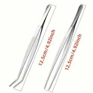 TEMU [스테인리스 스틸 | 원예용] 스테인리스 스틸 원예용 핀셋 2개 세트 | 다육이 관리, 식물 분갈이 & 실내/실외용 정밀 팁 | 직선형 및 곡선형 팁의 인체공학적 디자인, 가정 정원사를 위한 내구성 있는 녹 방지 도구