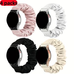 TEMU 4팩 스크런치 탄성 워치 밴드, 20mm 소프트 스트레치 교체 스트랩, 삼성 7/6/5/4/FE 40mm 44mm, 6 클래식 47mm 43mm, 워치 5 프로 45mm, 워치 4 클래식 46mm 42mm, 화웨이 워치 GT2/GT3 42mm 호환