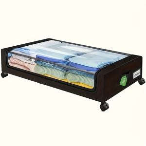 TEMU 휠이 달린 침대 밑 수납함 - 대용량 금속 프레임, 현대적 디자인의 옷, 신발, 장난감, 책 수납용 - 침실, 옷장, 기숙사용 공간 절약형 이동식 수납함, 침대 밑 수납