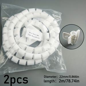 TEMU 블랙/그레이/화이트 2m 케이블 슬리브 + 케이블 엔드 캡, 배선 관리 슬리브, 케이블 정리기, 케이블 묶음 슬리브, 케이블 허브, 16mmx2m/22mmx2m