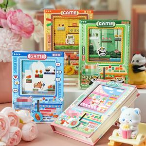 TEMU 랜덤 색상 귀여운 픽셀 아트 파쿠르 자물쇠 달린 저널 1개, 풀컬러 내지, 재미있는 스트레스 해소 고풍스러운 스타일 장난감 미니 포켓 노트. 세 가지 스타일 선택 가능