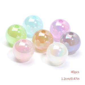 TEMU 12mm AB 컬러 혼합 아크릴 원형 비즈 40개입, 팔찌, 목걸이, 귀걸이 제작에 적합, 이상적인 공예 선물 세트 - 주얼리 제작 키트