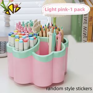 TEMU 신형 도톰한 회전형 데스크탑 정리함, 360° 회전 기능 - 대용량 수납공간 4개, 사무용품, 메이크업 브러시, 학용품 수납용, 3가지 색상 옵션, 공간 절약형 디자인, 가정, 사무실, 공부방용, 사무용 데스크탑 액세서리, 문구류 홀더, 재미있는 디자인, 매끄러운 표면, 휴일을 위한 완벽한 선물 선택