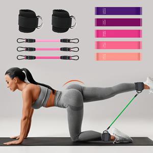 TEMU 남성용 TPE 다리 & 엉덩이 저항 밴드 (발목 커프 포함) - 홈짐용 멀티 레벨 피트니스 장비, 허벅지 & 종아리 셰이핑 트레이너, 휴대용 스트렝스 트레이닝 밴드 - 모든 피트니스 레벨에 적합