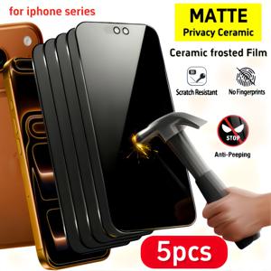TEMU 아이폰 17 Pro Max/17/16 Pro/16/15/14/13/12/11/Xr용 5개입 무광 스파이 방지 액정 보호 필름, 세라믹 소프트 소재, 개인 정보 보호, 지문 방지, 부드러운 터치, 간편한 부착, 엣지 디자인, 케이스 호환