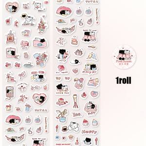 TEMU 테이프 1롤/봉지, 아기 고양이 생활 일기장 시리즈, 귀여운 고양이 테마 PET 글리터 테이프, 스craPbooking 용품, 노트북 액세서리, 사진 프레임, 컴퓨터 케이스, 휴대폰 케이스, 물병, , 잡지, 필통, 책상 장식 스티커 꾸미기용