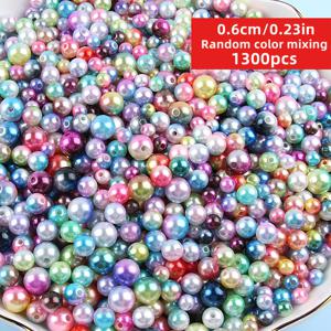 TEMU 1300개/650개 QYWCTZ 6mm 멀티컬러 그라데이션 아크릴 라운드 비즈 - 여성 커플 팔찌, 목걸이, 귀걸이, 키체인용 멀티컬러 DIY 액세서리 제작 - 6mm 비즈 사이즈 DIY 공예용