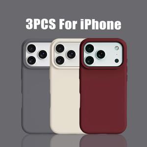 TEMU 폰 케이스: 3세트, 럭셔리 업그레이드 TPU 충격방지 소프트 케이스 3개. iPhone 17 Pro Max 케이스 신제품, 아이폰 15 Pro Max/14/13/12/11 & 15/14 Pro Max 호환. 빈티지 매트 크림슨 마감, 솔리드 스타일 ( 화이트/실버 그레이/ 레드)