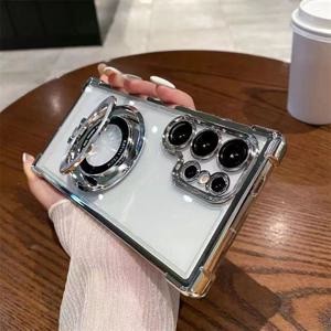 TEMU 휴대폰 케이스 - 삼성 S25 FE/ A57/ A37/ A17/ S26 Ultra/ S26/ S26 Pro/ S26 Edge/ S25 Ultra/ S25/ S25 Plus 호환 투명 TPU 커버 (링 스탠드 포함) - 삼성 S25 FE S26 Ultra용 최고급 도금 클리어 TPU 케이스 (2대 1)