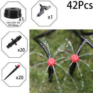 TEMU 20세트로 조립 가능한 점적 관개 키트. 스프링클러용 파이프 및 스테이크가 특징이며, 정원 및 잔디 식물용으로 설계되었습니다. 설치가 용이한 물주기 시스템으로 정원, 잔디 스프링클러, 점적 호스에 적합합니다.