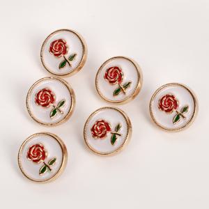 TEMU 6개, 작은 빨간 꽃 합금 단추, 12mm/0.47인치, 정교한 디테일 - 라운드 메탈 단추, 셔츠와 드레스에 적합, 공예 및 패션 프로젝트에 다용도, 정교한 장인 정신, 재봉에 이상적, 수제 용품, 패션 단추, 정교한 장인 정신, 재봉 액세서리