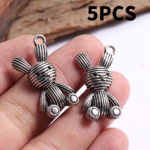 TEMU 5개 토끼 테마 액세서리 부품, 넥슬, 팔찌, 귀걸이, 공예품, 수제품, 비즈 프로젝트, 장식 참, 티베트 디자인, 내구성 좋은 금속, 정교한 장인 정신, 펜던트 컬렉션에 적합한 대량 주얼리 제작 펜던트