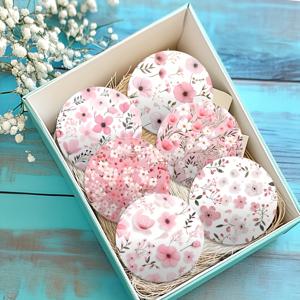 TEMU 나무 봄 핑크 꽃 코스터 및 나무 컵홀더 6개 세트, 2D 평면 봄 핑크 꽃무늬 아트 코스터, 파티오 테이블, 주방, 거실, 카페에 적합, 친구와 가족을 위한 최고의 예술적인 선물, 홈 데코, 2D 평면