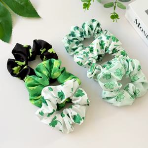 TEMU 6개입 스위트 섀머록 프린트 헤어링 | 엘레강스 그린 헤어 액세서리 (성 패트릭 데이, 사진 촬영, 축제 파티, 스타일)