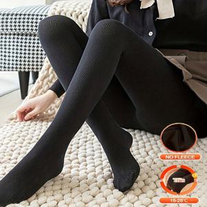 TEMU 여성용 세로 가을 겨울 보온 하이웨이스트 두꺼운 레깅스 1켤레, 150g 신축성 플리스 하이웨이스트 풀레그 양말형 팬티스타킹, 헤비웨이트 여성용 pantyhose