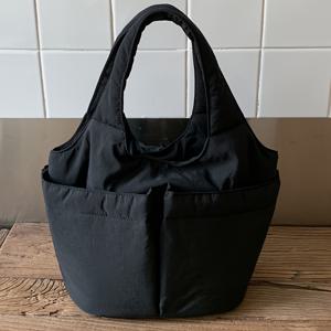 TEMU 패셔너블한 여성용 경량 패브릭 숄더백, 핸드헬드 버킷형 토트백, 일본-한국 스타일 신선한 여성 핸드백, 멀티 포켓 디자인, 대용량, 여행 및 의상에 적합, 다양한 행사에 이상적