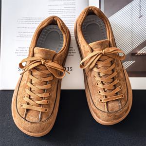 TEMU 세련된 커플 캐주얼 스니커즈 한 쌍, 사계절 내내 착용하기 적합한 캐주얼 로퍼, 고품질 느낌의 단색, 둥근 토 디자인, 레이스업 스타일, 통기성 좋은 갑피, PVC 내마모성 밑창