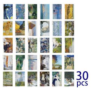 TEMU 미술관에서 온 인상주의 그림 포스트카드 30장, 창의적인 유화 그림 카드, 축복