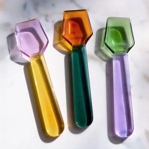 TEMU 3/6개입 생생한 내열 유리 혼합 스푼 | 3.86인치 다기능 스푼 (커피, 차, 디저트, & 요거트용), 발렌타인데이 & 어버이날 이상적인 선물, 가정 & 파티용