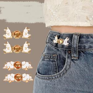 TEMU 허리 조절단추 청바지 허리 줄임 사이즈 조절 귀여운 토끼 고양이 허리 조임 장치 탈착식 허리 버튼 핀 벨트 액세서리 바지 클립 4p세트