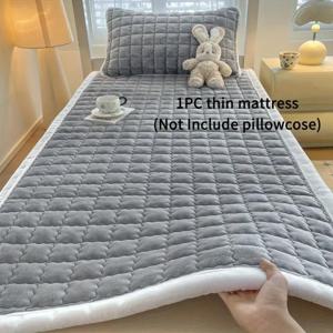 TEMU 겨울용 두꺼운 매트리스 패드, 부드럽고 휴대가 편리한 5가지 사이즈, 초극세사 & 통기성, 접이식, 세탁 가능, 탄력 스트랩 – 침실/기숙사/캠핑텐트/타마리용, 싱글/더블침대, 바닥매트, 휴대용 선물 (베개커버 미포함)