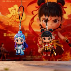 TEMU 나타 오병 애니메이션 귀여운 주변 아크릴 열쇠고리 높은 용모치 걸이 나타 + 오병 두 개