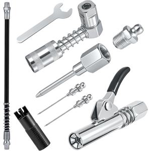 TEMU 그리스 건 액세서리 피팅 키트 퀵 커넥트 그리스 커플러 그리스 니들 디스펜서 그리스 니들 노즐 90도 그리스 커플러 어댑터 12인치 그리스 건 호스 인젝터 분리형 니들 팁 클리너