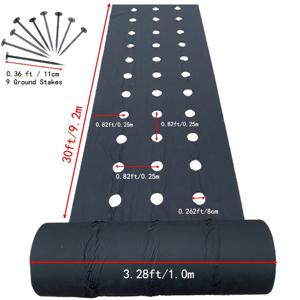 TEMU 가정용 마당, 채소 재배, 토마토 및 고추 재배용 블랙 천공 잡초 방지 천, 비직물, 통기성 및 투수성, 농업용 3.28ft * 65.62ft (1.0m * 20m)