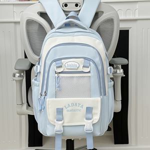 TEMU 도파민 마카롱 컬러 대용량 귀여운 백팩, 가벼운 학생용 백팩, 사랑스러운 컬러블록 다중 수납 학교 가방, 학교, 출퇴근, 짧은 여행에 이상적, 친구에게 완벽한 선물