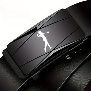 TEMU 1개 남성용 자동 버클 골프 테마 벨트 - 조절 가능한 래칫 장치 - 드레스, 캐주얼, 골프웨어 호환 - 크리스마스/ 선물용 벨트, 바지, 드레스 벨트, 골프용