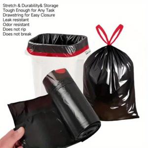 TEMU 가정, 사무실, 주방, 욕실, 야외 및 상업용으로 적합한 두꺼운 누출 방지 드로스트링 쓰레기 봉투 100개 롤 - 및 과 호환, 주방 쓰레기 처리, 안전한 드로스트링 잠금, 냄새 방지 소재