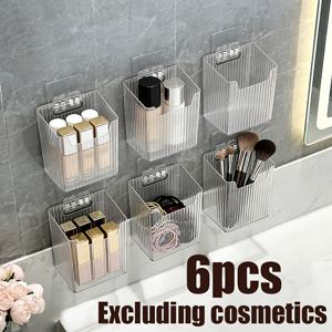 TEMU 6개 모던 벽걸이 수납 상자 - 드릴 불필요 - 간편한 설치, 투명 화장품 벽 정리함 - 벽걸이 치약 및 칫솔 홀더, 욕실 추가, 메이크업 정리함, 홈 데코