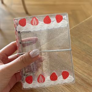 TEMU 스트로베리 크림 투명 PVC 하드 커버 & M5 바인딩 저널링 바인더용 - 인스턴트 포토 앨범, 교체 가능한 페이지, 3인치 포토 카드 북 커버, 스크랩북, 저널 커버, 노트북 보호 커버 (커버만 포함)