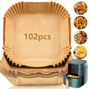 TEMU 102개입 논스틱 에어프라이어 패드 일회용 베이킹 페이퍼 - 방수, 내열성, 쉽게 세척 가능, 크리스마스, 부활절, 어버이날, 휴일 선물, 휴일 요리에 이상적, 쉬운 세척 소재