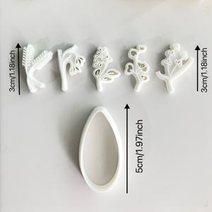 TEMU 6개 세트 꽃과 잎 폴리머 클레이 스탬프, 꽃 폴리머 클레이 커터 및 소프트 클레이 커터, DIY 주얼리 만들기 및 클레이 공예에 완벽