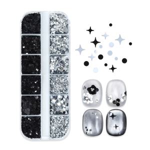 TEMU 1박스 미니 폴카 도트 레진 시퀸 DIY 액세서리 실버 블랙 하트 별 글리터 에폭시 레진 플레이크 공예 에폭시 레진 필링