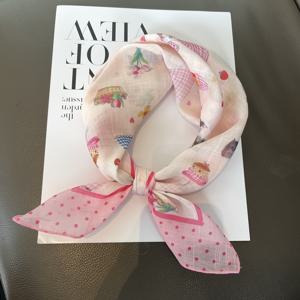 TEMU 봄/여름 신상 여성용 소형 스퀘어 스카프, 디저트 파티 핑크 스카프, 패셔너블 넥 스카프, 헤드스카프, 롱 소형 쇼울