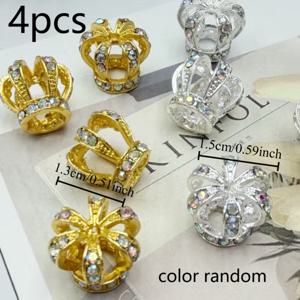 TEMU 4개 세트 핫셀링 골드 실버 크라운 홀 비즈 DIY 착용 가능 펜 액세서리 재료 수제 액세서리