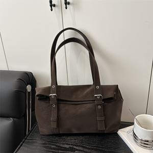 TEMU 여성용 패셔너블 솔리드 컬러 스웨이드 숄더백, 레트로 겨드랑이 가방, 다용도 여성 숄더백, 대용량 토트백, 안감, , 통근, 여행, 데이트 및 휴일 선물에 적합한 조절 가능한 숄더 스트랩