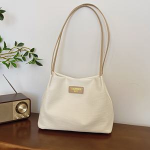 TEMU 여성을 위한 우아한 토트백 PU 패션 텍스처 싱글 숄더백, 인기 및 스타일리시, 다용도 출퇴근 버킷백 (추가 제품 제외)