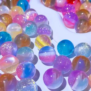 TEMU 갤럭시 스파클 컬러풀 믹스 캣아이 비즈, 10개 16mm 장식용 비즈 DIY 펜 액세서리 주얼리 만들기 주얼리 포커스 비즈