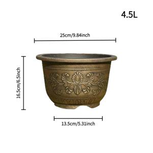 TEMU 초대형 4.5리터/18리터 두꺼운 내구성 유럽 스타일 청동 화분, 마당용 대형 비흡수성 수련 화분 탱크, 야외 물고기용 및 연꽃 특수 대형 화분 물탱크, 두꺼운 수지, 대형 장식용 수경 풍경