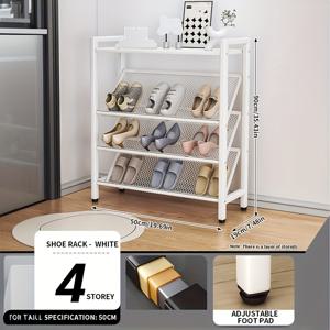 TEMU 1개 다층 공간 절약형 메탈 신발 정리대, 수납 정리함, 간편한 조립, 상단 선반, 튼튼한 바닥 설치형, 실용적인 선반, 가정 장식용, 수납 캐비닛, 침실, 현관, 거실, 주방 등에 적합