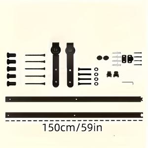 TEMU 블랙 메탈 헛간문 하드웨어 키트, 산업용 탄소강 슬라이드 레일 디자인, 헤비듀티, 부드럽고 내구성 강화, 홈 옷장 트랙, 목재문 시스템, 헛간문 걸이 장치, 도어 설치 및 실내문 수정에 적합